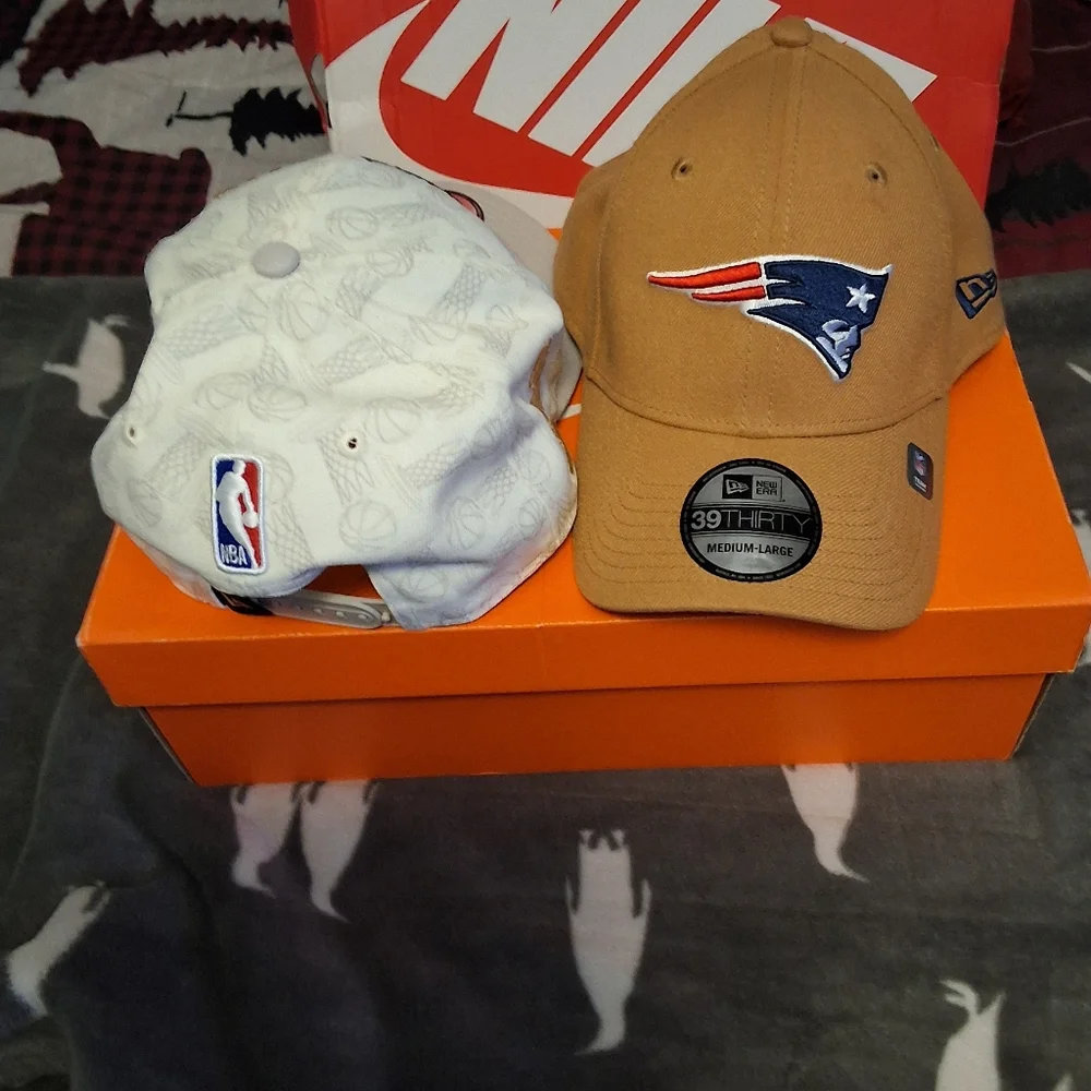 New Era Tan and White Championship Caps